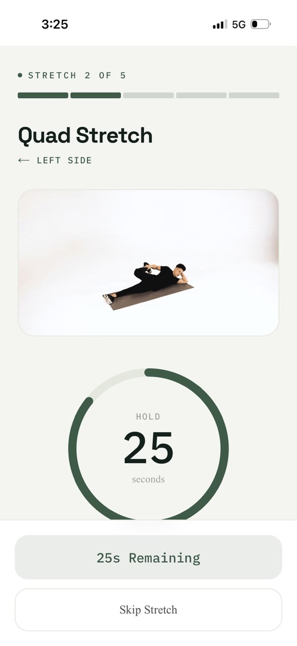 Quad stretch timer screen